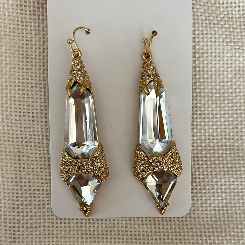 Elegant Gold and Silver Crystal Drop Earrings
